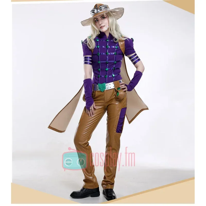 JoJo's Bizarre Adventure Steel Ball Run Gyro Zeppeli Cosplay Costume Spin Master Cosplay Costume Full Set with Hat Halloween L