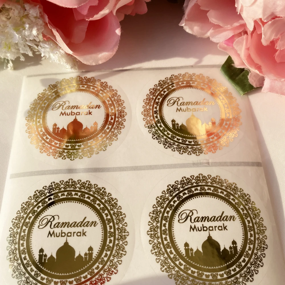 50 ملصقًا ذهبيًا لرمضان مبارك، ملصق نظارات هدايا تذكارية من كريم