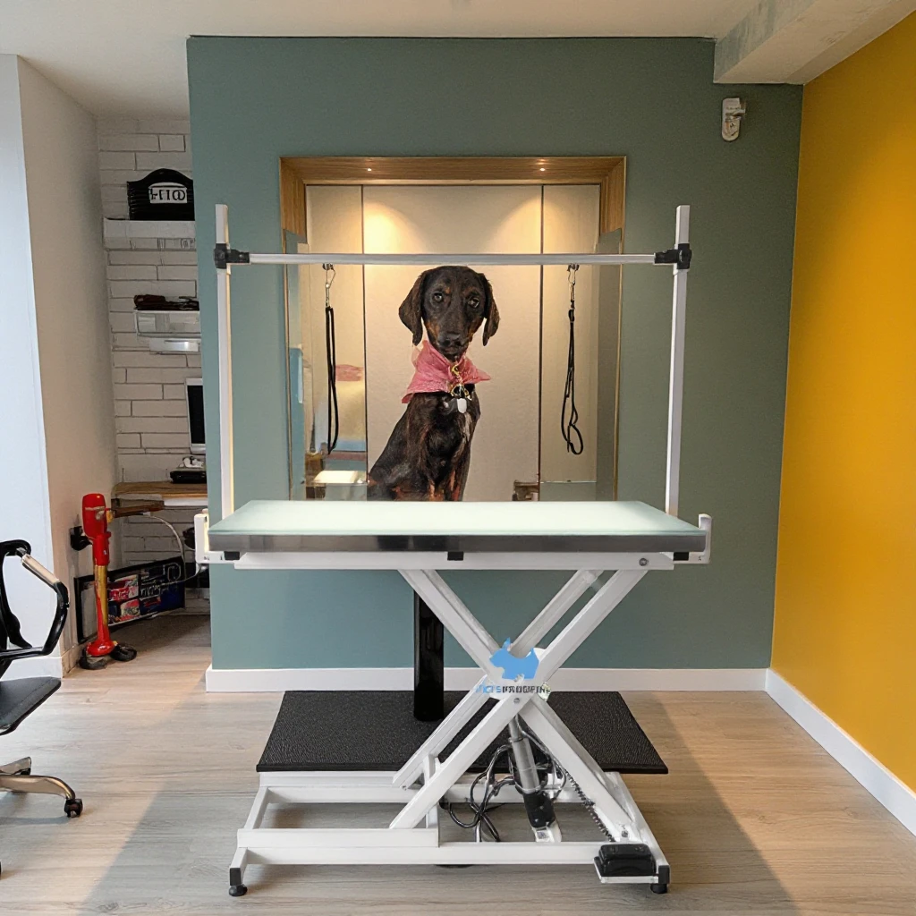

Electric LED Light Lifting Adjustable Height Hydraulic Foldable Large Lighted Dog Pet Grooming Lift Table Dogs Stainless Steel