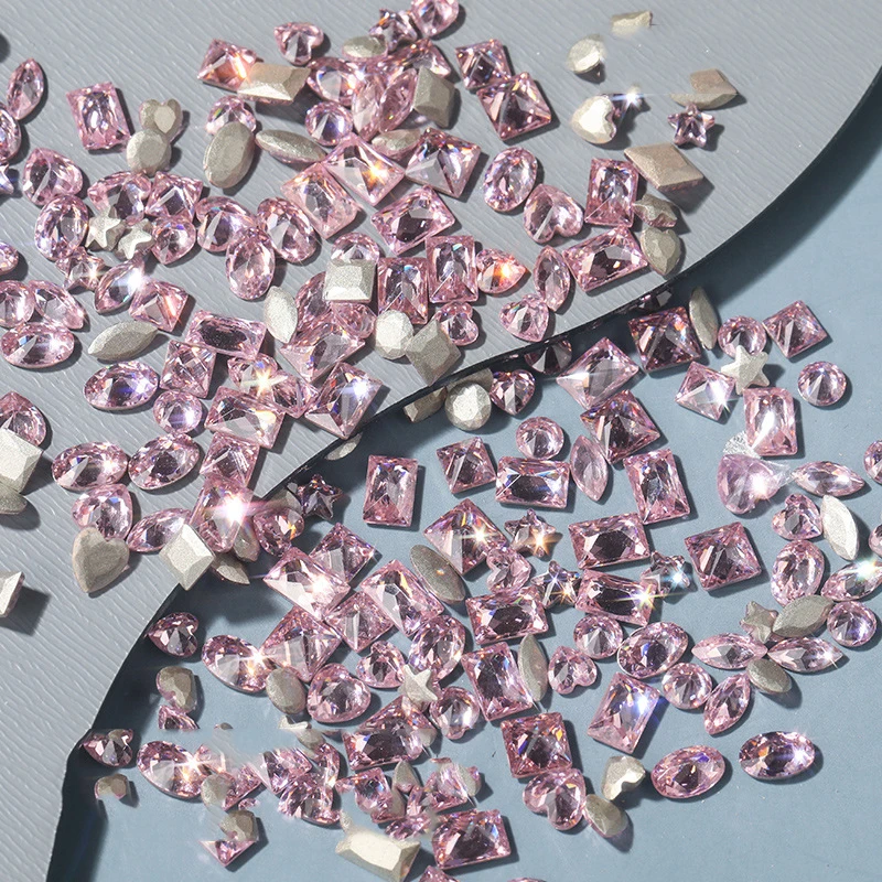 50/100Pcs Mixed Mini Clear/Pink/Champagn Gold Nail Art Rhinestone 2/3/4mm Water Drop/Oval/Sequare Nail Diamond Luxury Crystal