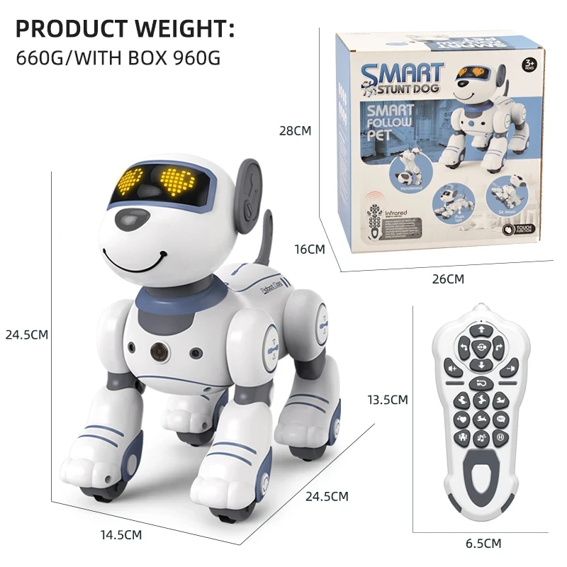 Funny RC Robot Electronic Dog Stunt Dog Voice Command Programmable Touch-sense Music Song Robot Dog for Children\'s Toys