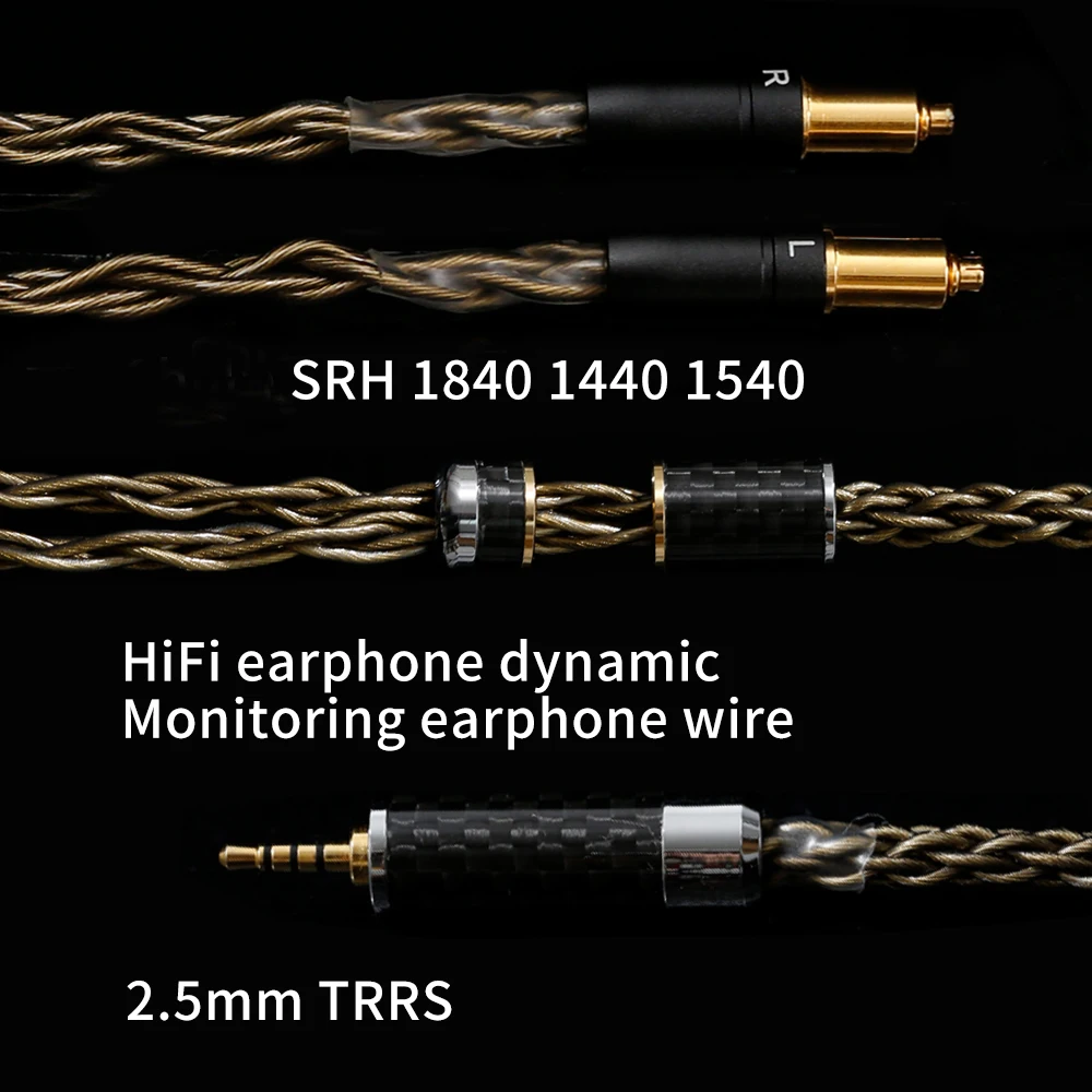 Imagem -03 - Syrnarn-fone de Ouvido Hifi de Cobre Cristal Único Cabo Balanceado Pinos Xlr 2.5 4.4 Ficha 635 mm Shure Srh1840 1440 1440 1540