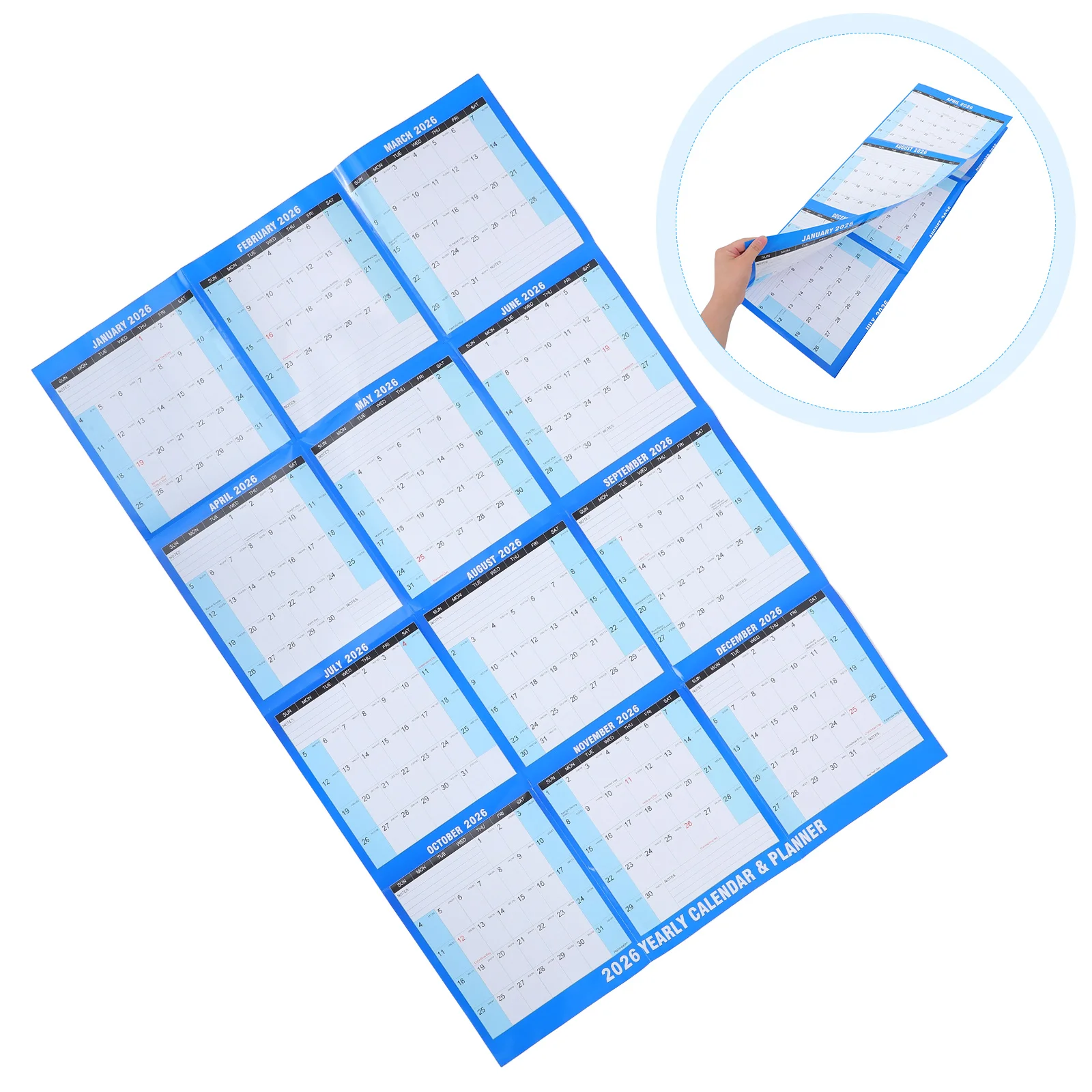 

10pcs 2026 Large Dry Erase Laminated Yearly Double Sided Tapes Home Office Thick Paper Foldable Calendar 2026 Planner