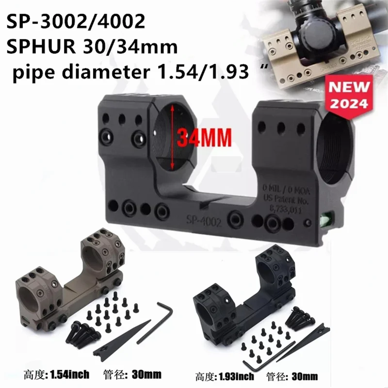 2024 New SP-3002 SP-4002 Solid Mount 30/34mm 0MIL 0MOA 1.50/1.93 inch Height Scope Mount with Surfaces for Scope Accessories