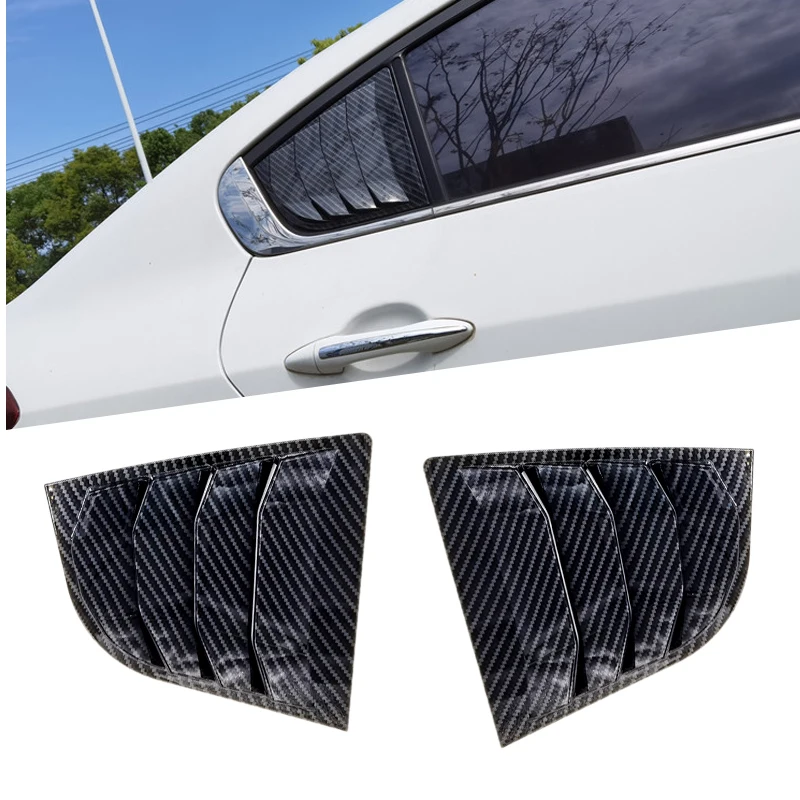 For KIA Forte K3 2013-2018 Car Rear Louver Window Side Shutter Cover Trim Sticker Vent Scoop Frame ABS Carbon Fiber Accessories