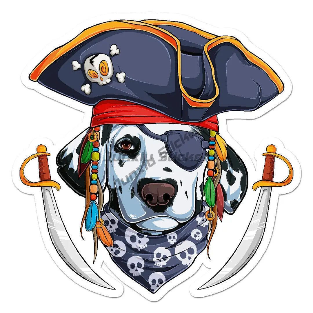 Pirate Dalmatian Dog Vinyl Decal Sticker Phone Bumper Guitar Truck Window Anti Scratch Exterior Parts Exterior Decor