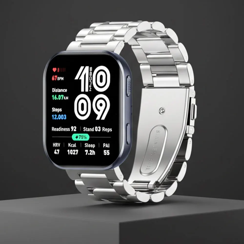 Pulseira para Amazfit Bip 6 5 Relógio Inteligente Bracelete de Metal em Aço Inoxidável de 22mm