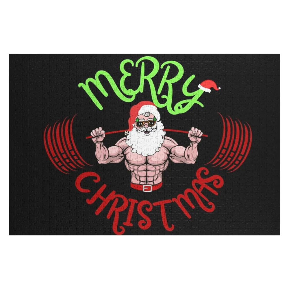 

Merry Christmas Santa Lifting Barbell Gym Jigsaw Puzzle Customized Picture Baby Toy Customized Toys For Kids Puzzle