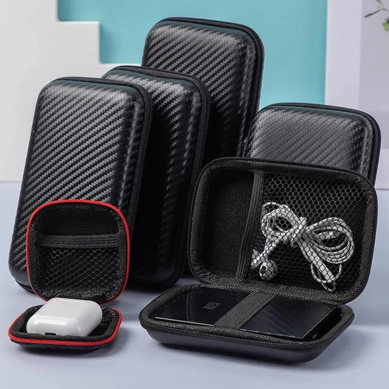 

1 Pc Stylish Waterproof Headphone Data Cable Storage Hard Drive Bag Simple Portable Charger Headphone Zipper Box Protective Case