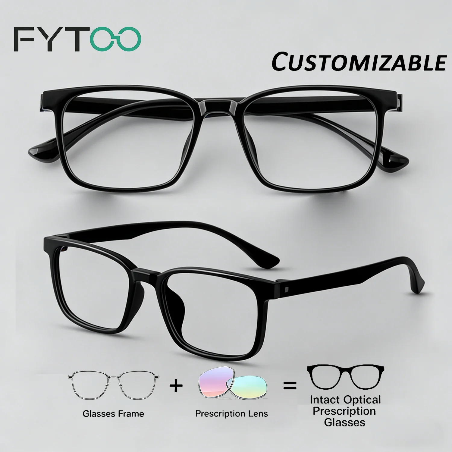 

FYTOO Glasses For Myopia Men Prescription Optical Lenses Square Glasses Men Glasses Custom5209