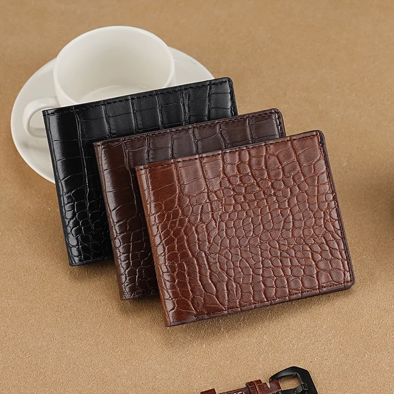 Pu Leather Crocodile Pattern Wallet For Men Credit Card Holder With Multiple Card Slots Daily Use Money Bag Desktop Organizer