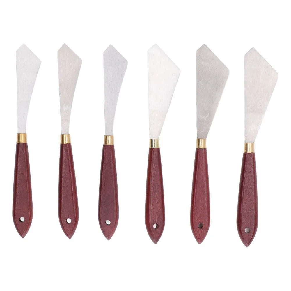6PCS Multi Style Blades Art Painting Palette Knives Flexible Blade Performance Ergonomic Hand Grip Color Mixing Knives