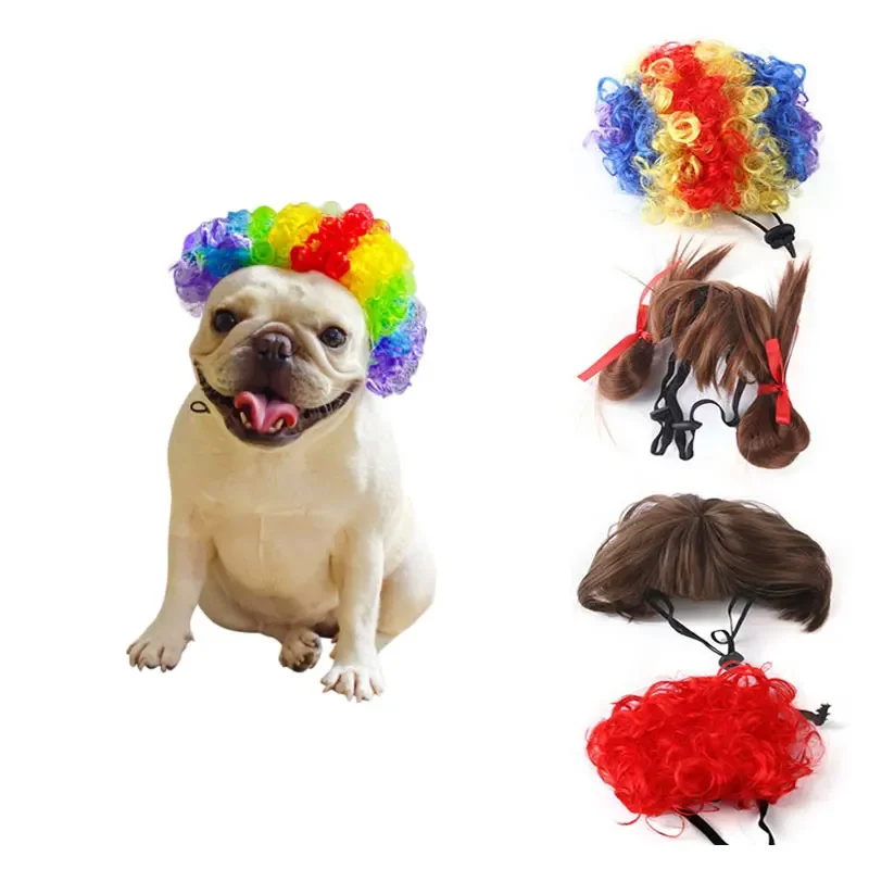 

Pet Wigs Cosplay Dogs Cats Cross-Dressing Hair Hat Costumes Head Accessories Halloowen Christmas Pet Hats Pets Supplies