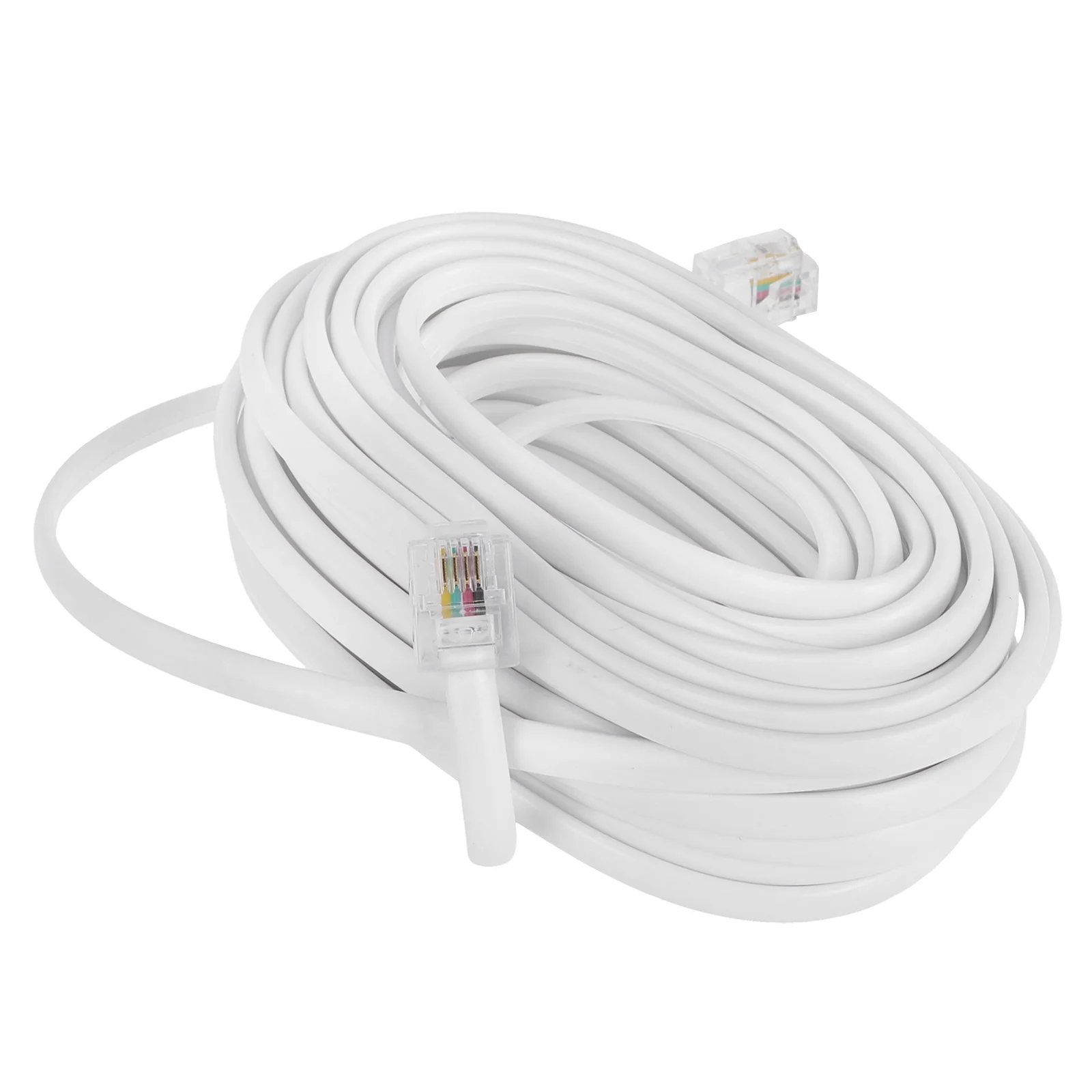 

Telephone Line 4 Cores RJ11 RJ14 6P4C Cables 25FT 7.62M White Cord Landline Phone Socket Connection Reliable Office