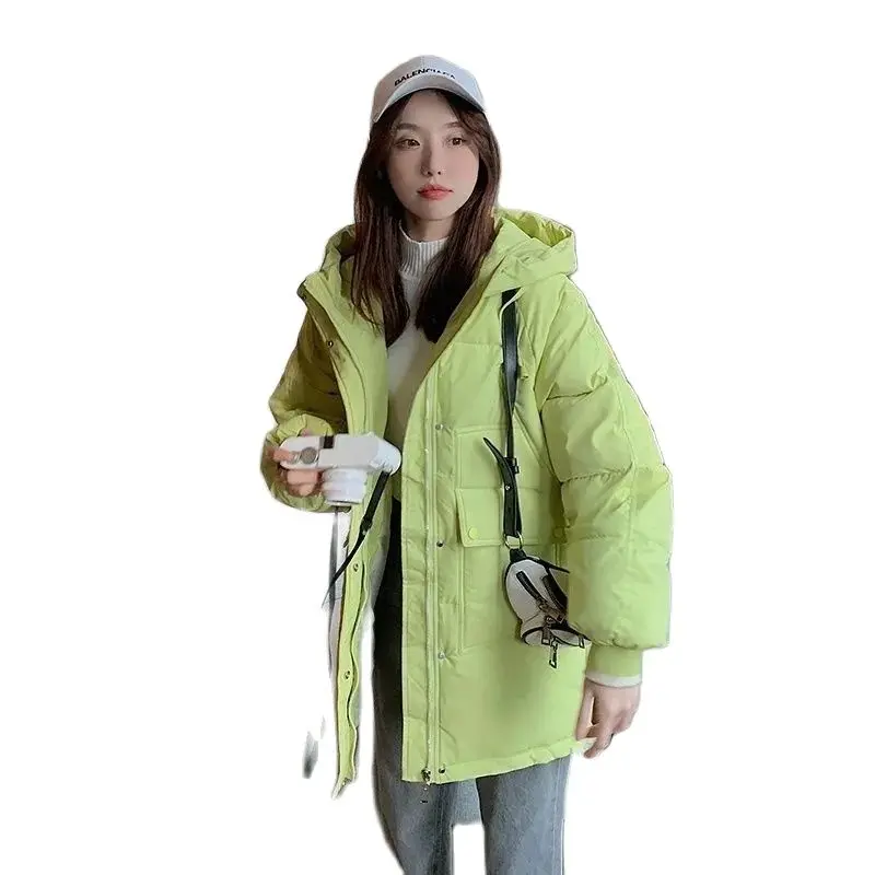 Winter 2023 New Down Cotton-Padded Zipper Jacket Women's Coat Long Loose Versatile Hooded Warm   Comfortable Fashion Outcoat