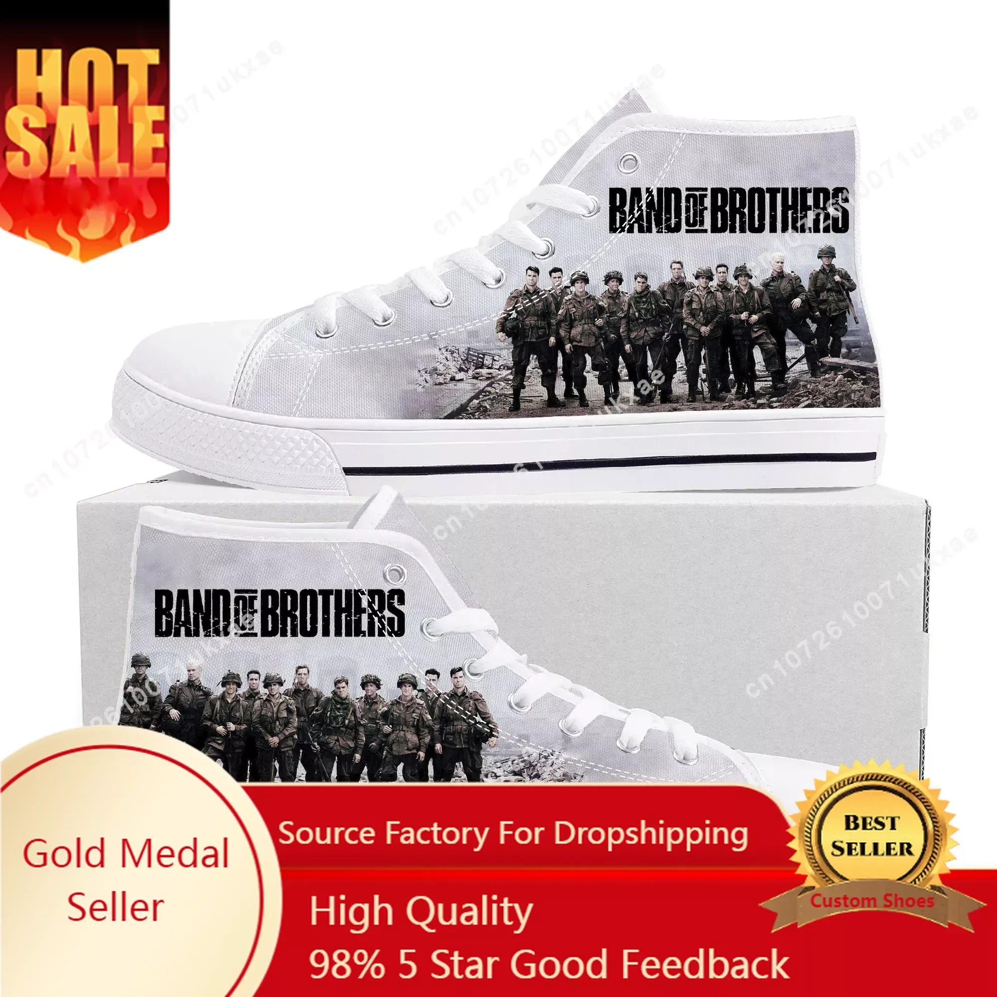 

Band of Brothers High Top Sneakers Mens Womens Teenager Easy Company High Quality Canvas Sneaker Casual shoe Custom Made Shoes