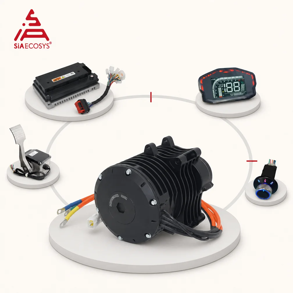 QSMOTOR QS138 V3 3000W 70H Mid Drive Motor Kit with VOTOL EM150-2SP Controller for Electric Motorcycle Conversion Powertrain