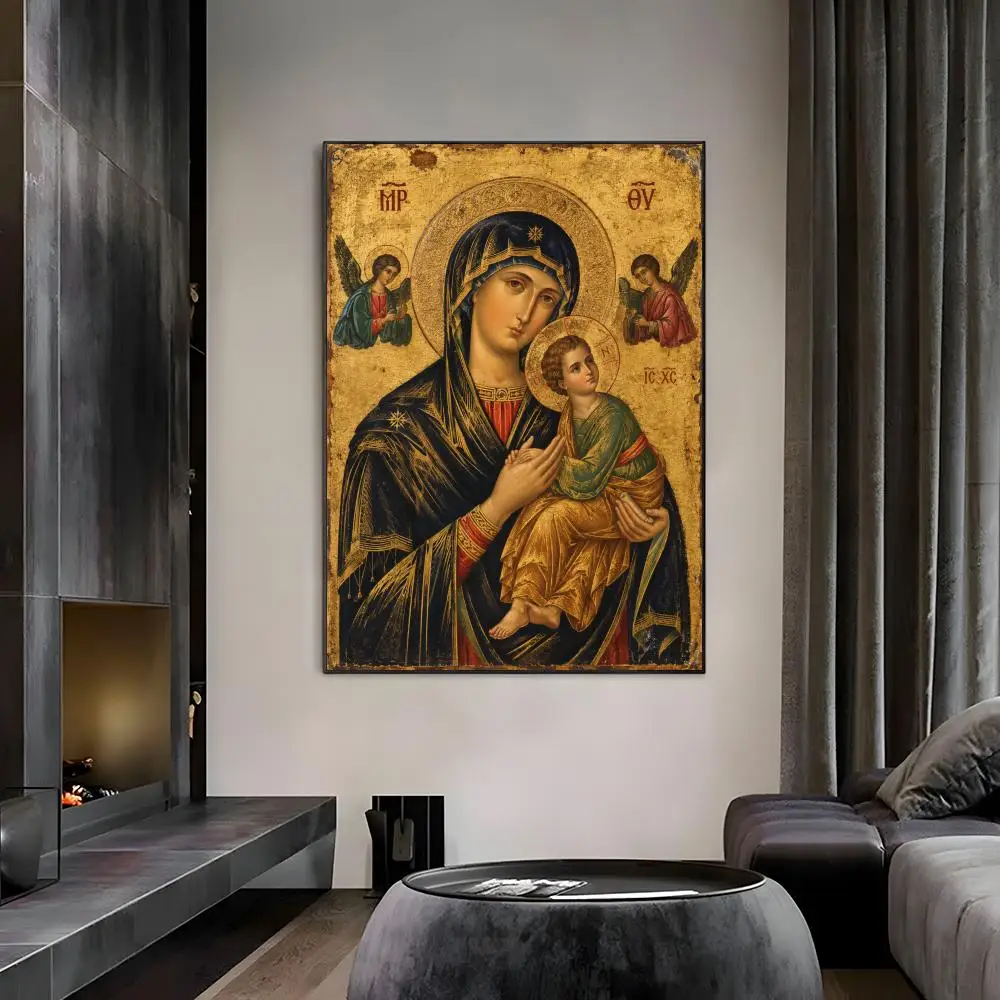 Russian Orthodox Icon Wall Art Our Lady of Perpetual Help Mother Mary Jesus Religious Poster