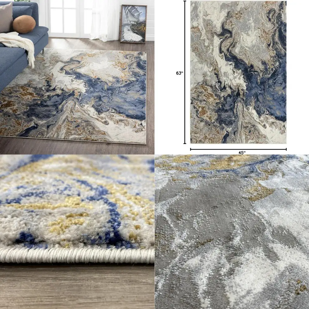 

Абстрактный ковер Blue Marble Swirl, 4x5 футов, современный ковер для домашнего декора