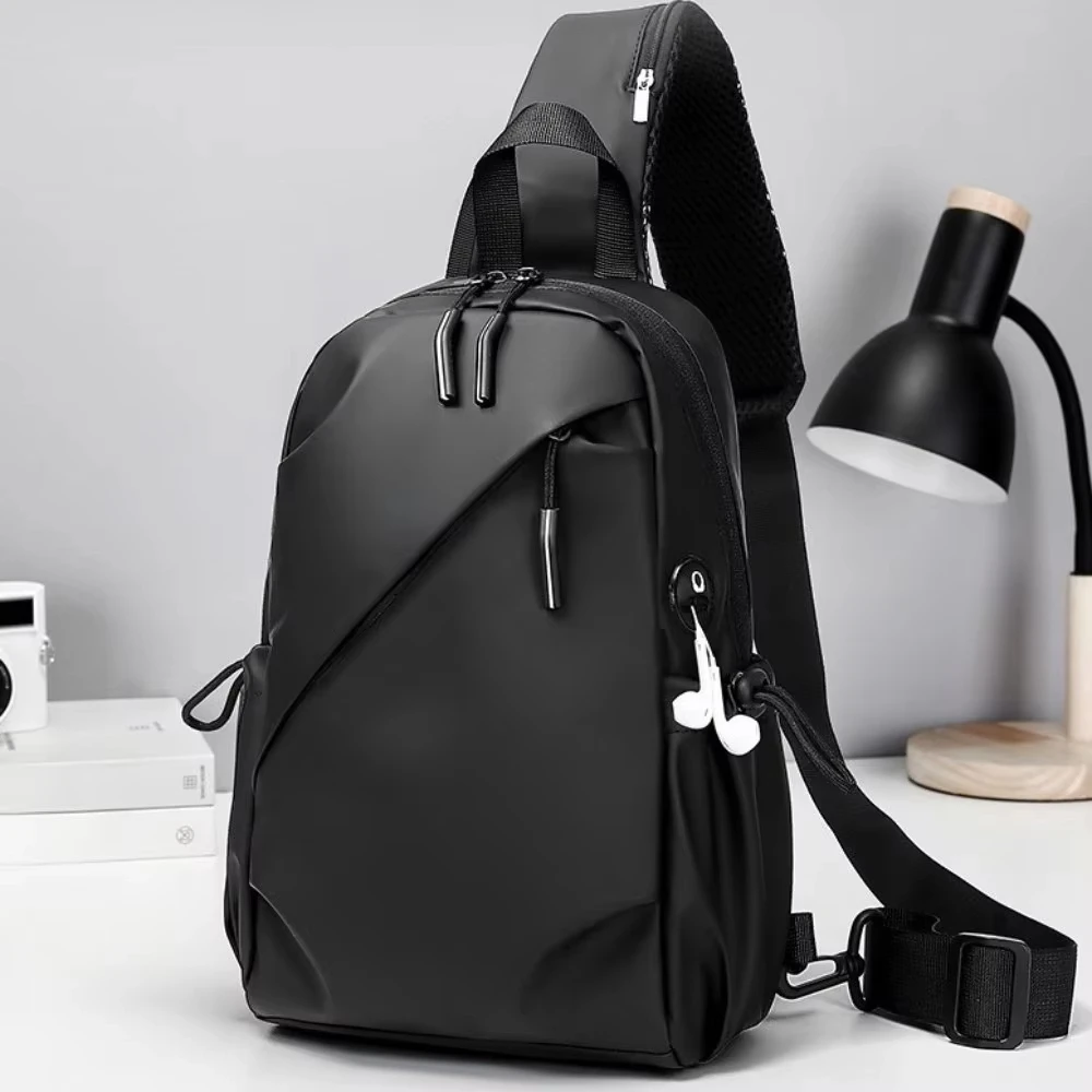 Borsa da petto da uomo di grande capacità Borsa a tracolla in tessuto Oxford con cerniera impermeabile Borsa a tracolla da uomo multiuso stile coreano
