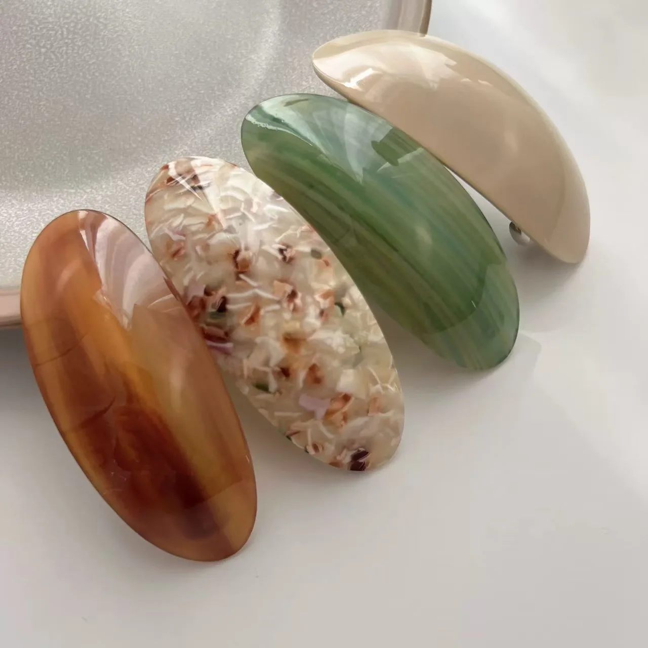 1/6pcs New High-end Spring Clip Korean France Acetate Ponytail Clip Hair Clip for Women Straight Clip