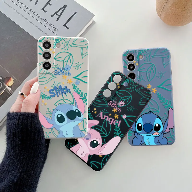 S24FE Phone Case For Samsung Galaxy S25 Ultra S24 S23 S22 Plus S21 S20 FE S10 S25Ultra Case Silicone Cover Disney Stitch Anime