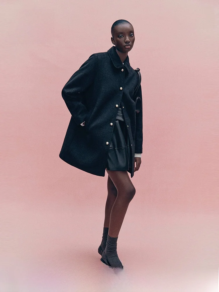 H&M Women's Winter Wool Blend Lightweight Coat 304533 Ele Faionable Ladies' Woolen Coat for Autumn Season