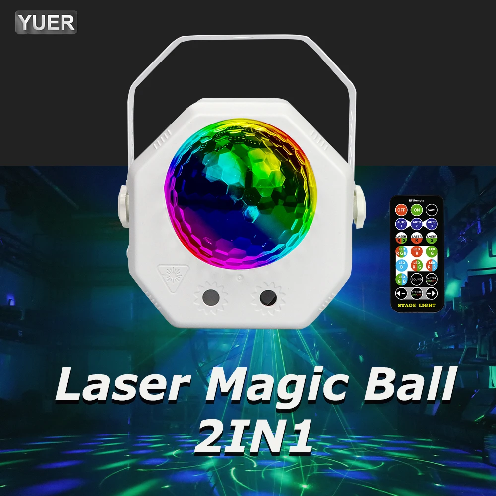 YUER Laser magiczna kula LED światła Mini Laser LED magia kula dyskotekowa lampa błyskowa światło sceniczne obracanie domu impreza w klubie nocnym reflektory