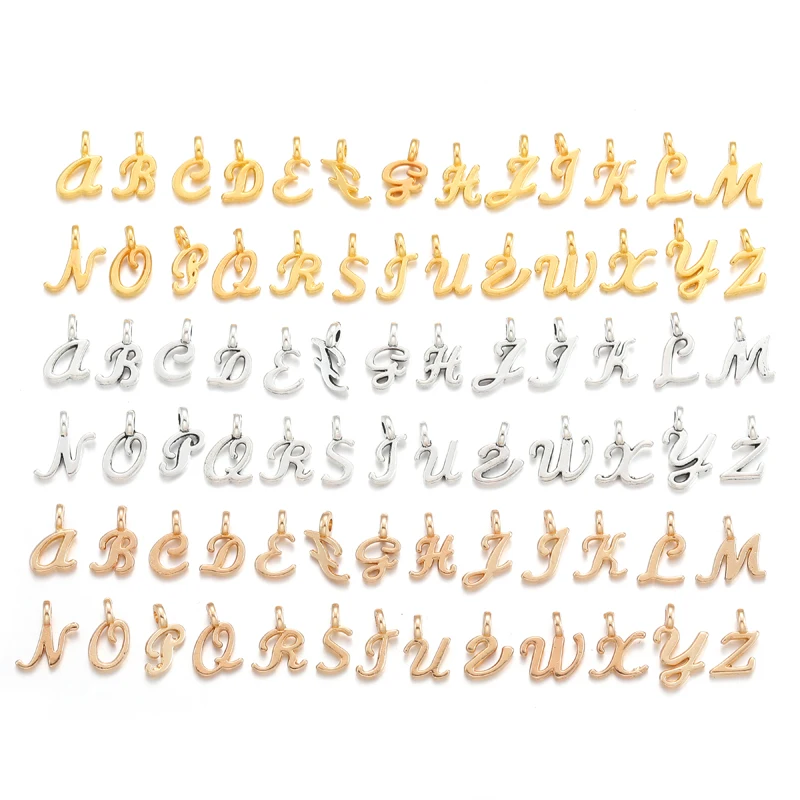 26pcs Old English Alphabet Letters Charms For Jewelry Making Supplies A-Z Small Pendants Bulk DIY Bracelet Anklet Earring S118