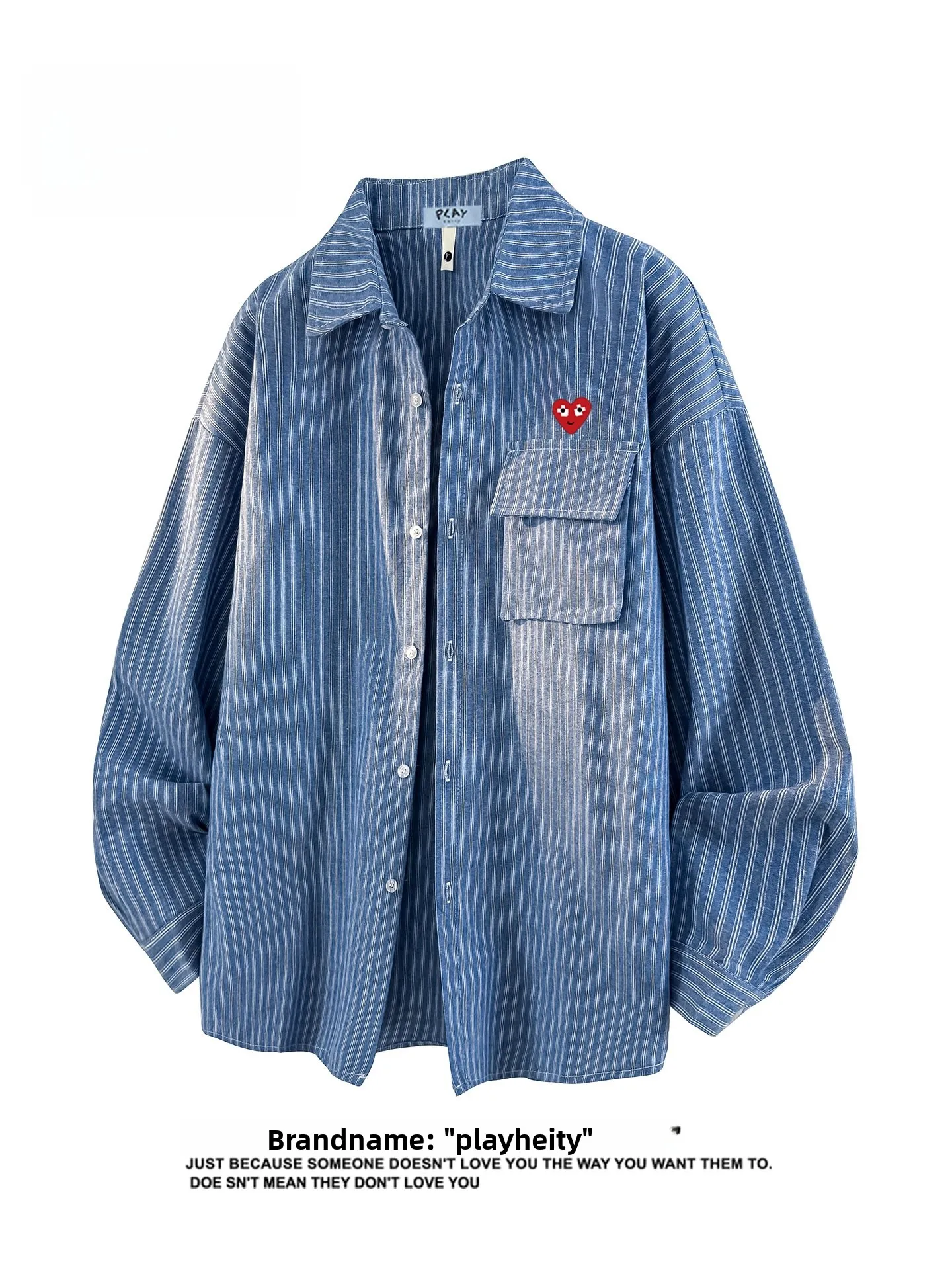 

Play Hei Casual Stripe Pattern Long Sve irt ex Loose Fit Versatile Simple Retro Sle Breathable Comfortable Polye...