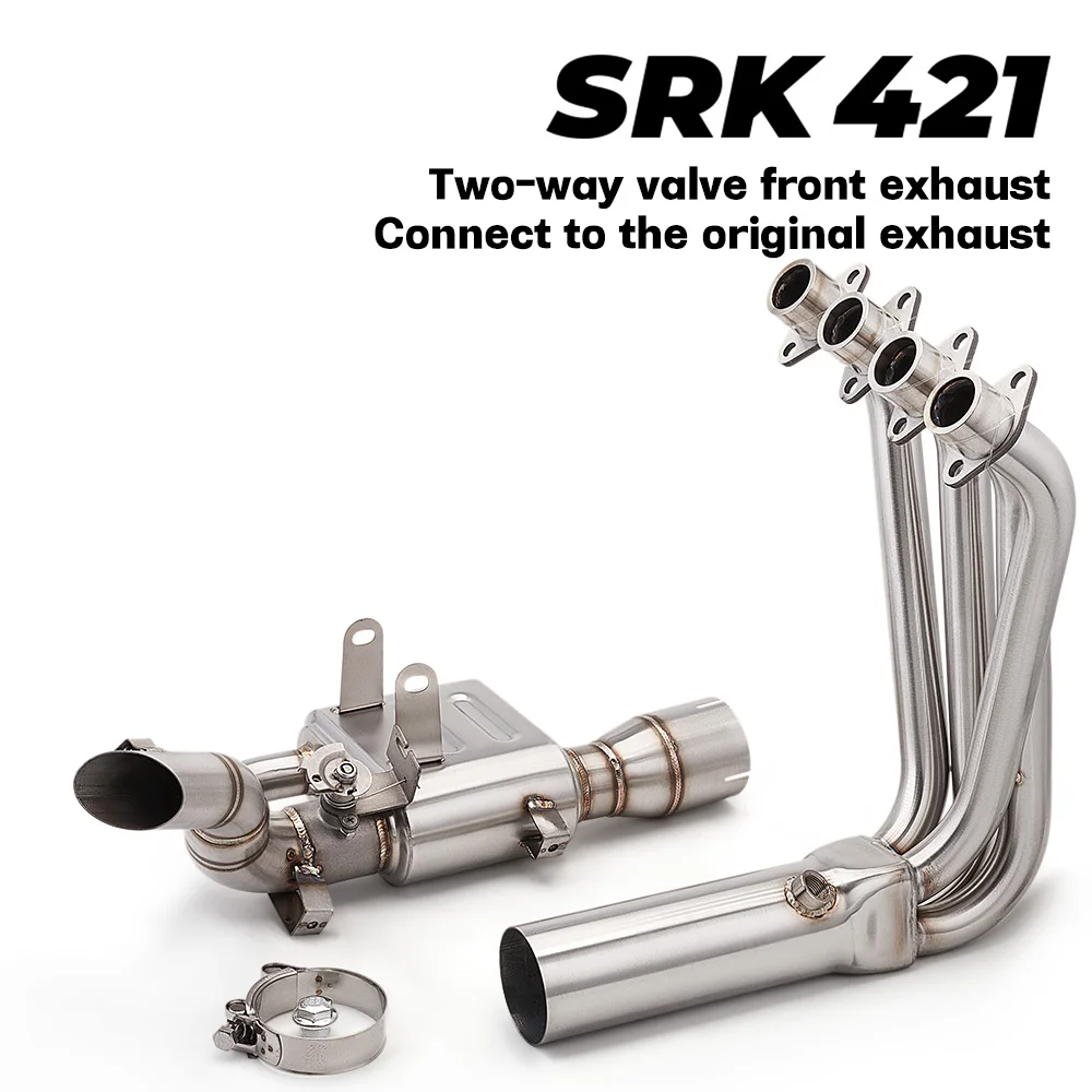 Dual Channel Valve Header Slip On Exhaust Mod Parts Motorcycle Exhaust System For SRK421