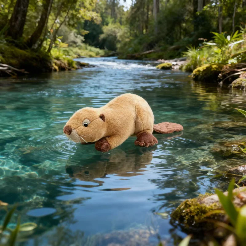 45 CENTIMETRI Simulazione Del Fumetto Castoro Ad Alta Fedeltà Anime Carino Lontra Lutra Peluche Carino Modello Realistico Animali Che Abbraccia la Bambola Regali Per Bambini