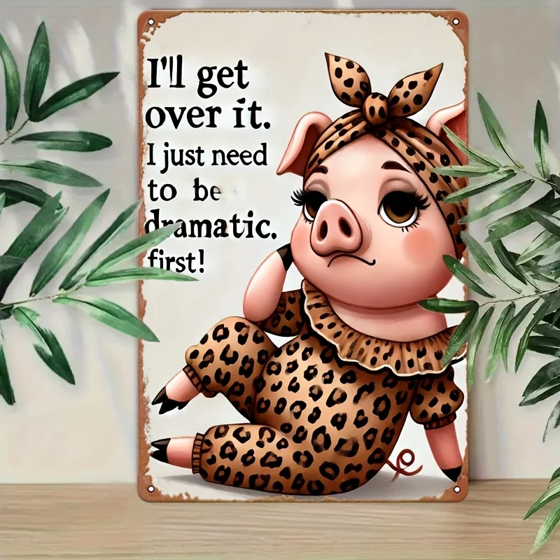  Wall Art - , Piggy Dramatic Self-healing Process Vintage Metal Tin Painting, Decoration, Easy Installation, ches, Indoor and Ou