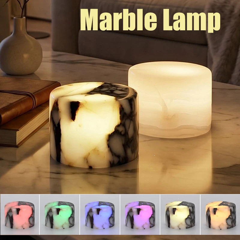 Luxury Stone Table Lamp Marble Lamp Touch Control LED Color Changing Night Light for Home Decor, Bedroom, Living Room & Office