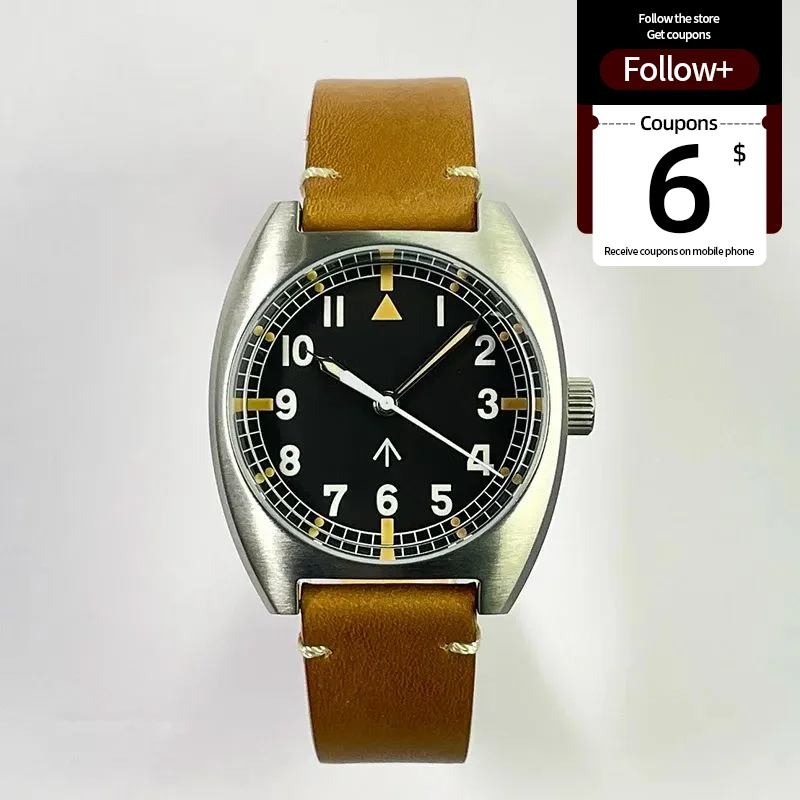 W10 Pilot Military Watch S2001 Sterile Dial 100M Waterproof Calendar Fabric Strap Super Luminous NH35 Movement Retro Wristwatch