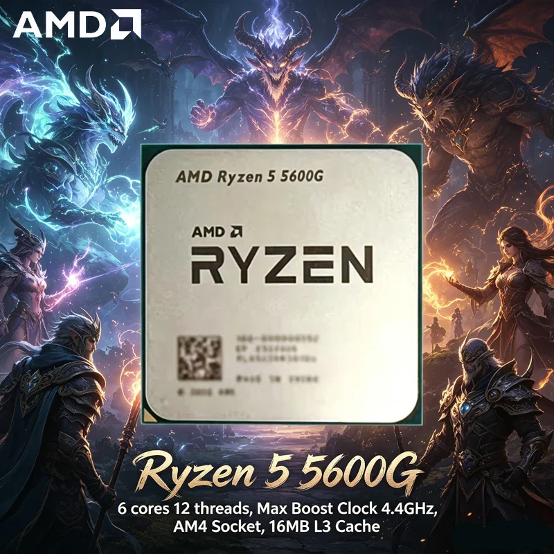 

AMD Ryzen 5 5600G R5 5600G 6C/12T 4.4GHz 16MB L3 Cache AM4 Socket Gaming Processor, Unlocked Desktop Tray CPU No Retail Box