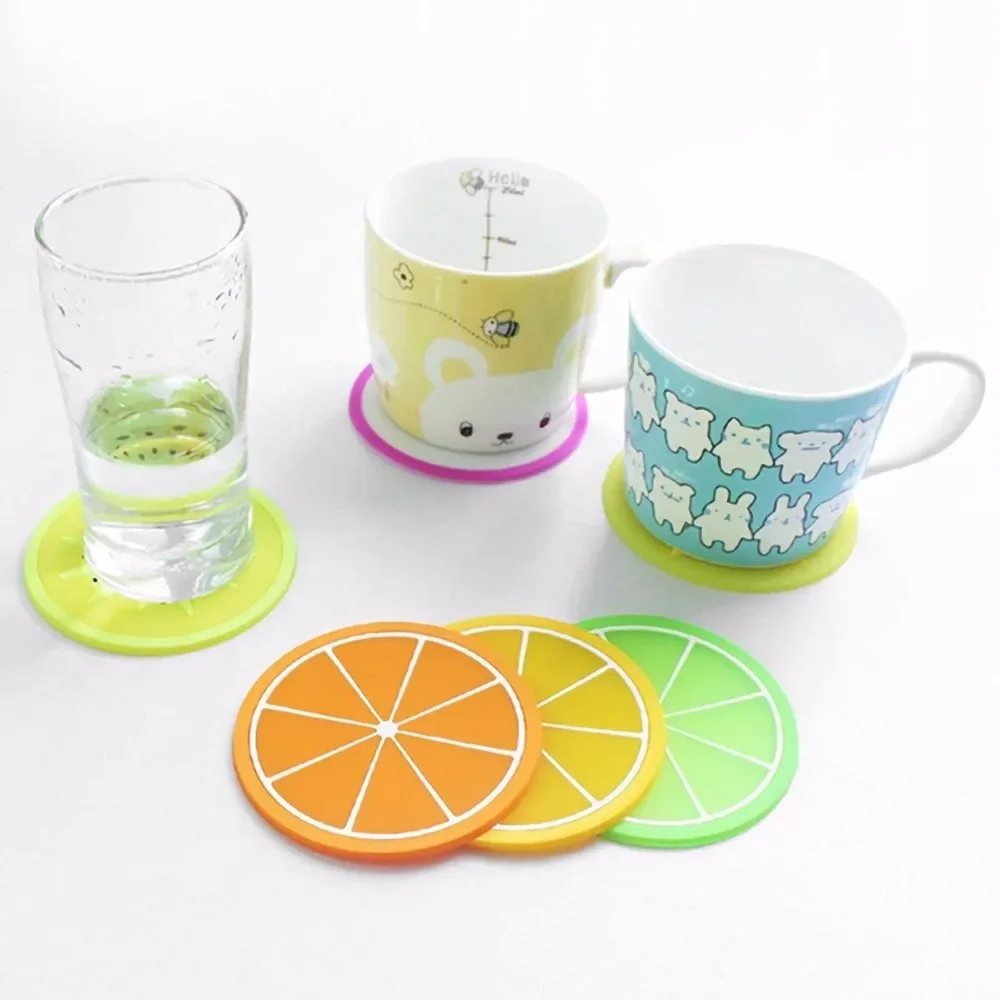 6pcs  Fruit Shape Cup Coaster Silicone Silicone Insulation Mat Cup Pads Drink Holder Mug Stand Home Table Decorations