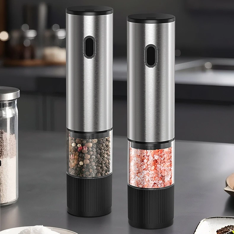 Molinillo de sal y pimienta eléctrico, molinillo de pimienta recargable automático, electrodomésticos de cocina de aspereza ajustable