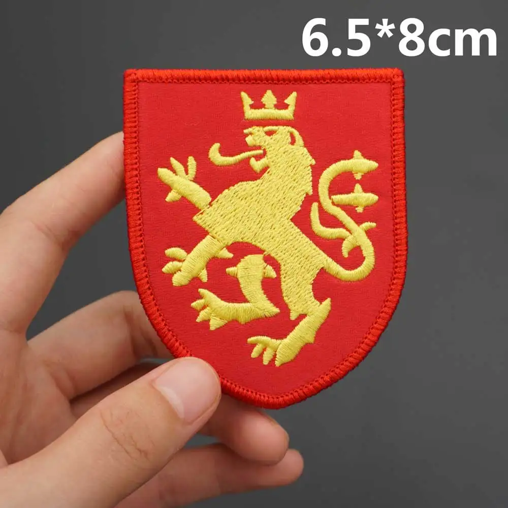 North Macedonia Flag Patches Badges Military Tactical Morale Embroidered Applique with Hook Loop Backing