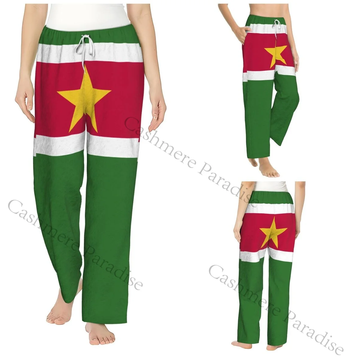 

Suriname Flag Women Sleep Pants Warm Flannel Lounge Pants for Winter Nights