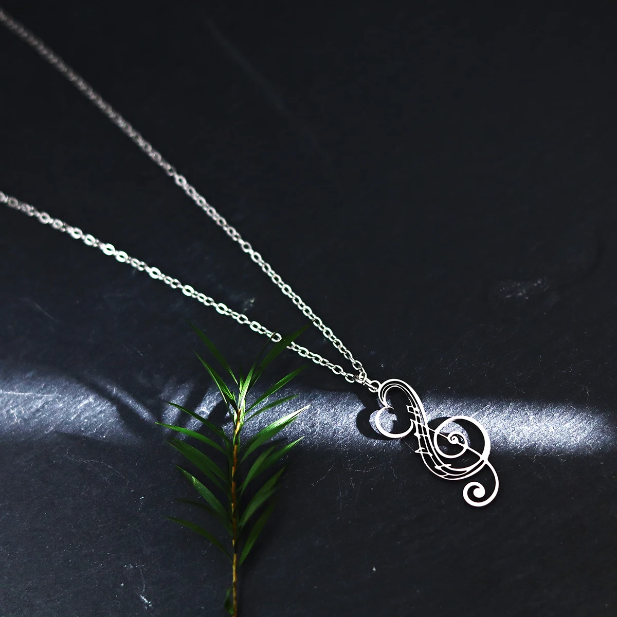 Kinitial Music Necklace Score Note Treble Chain Musical Symbol G Clef Gift For Woman Man Stainless Steel Jewelry Wholesale New