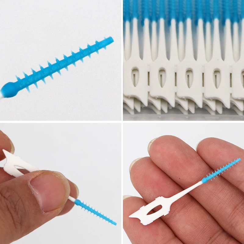 200 szt. Silikonowe szczoteczki międzyzębowe do zębów, jednorazowe nici dentystyczne, wykałaczki, narzędzie do czyszczenia jamy ustnej