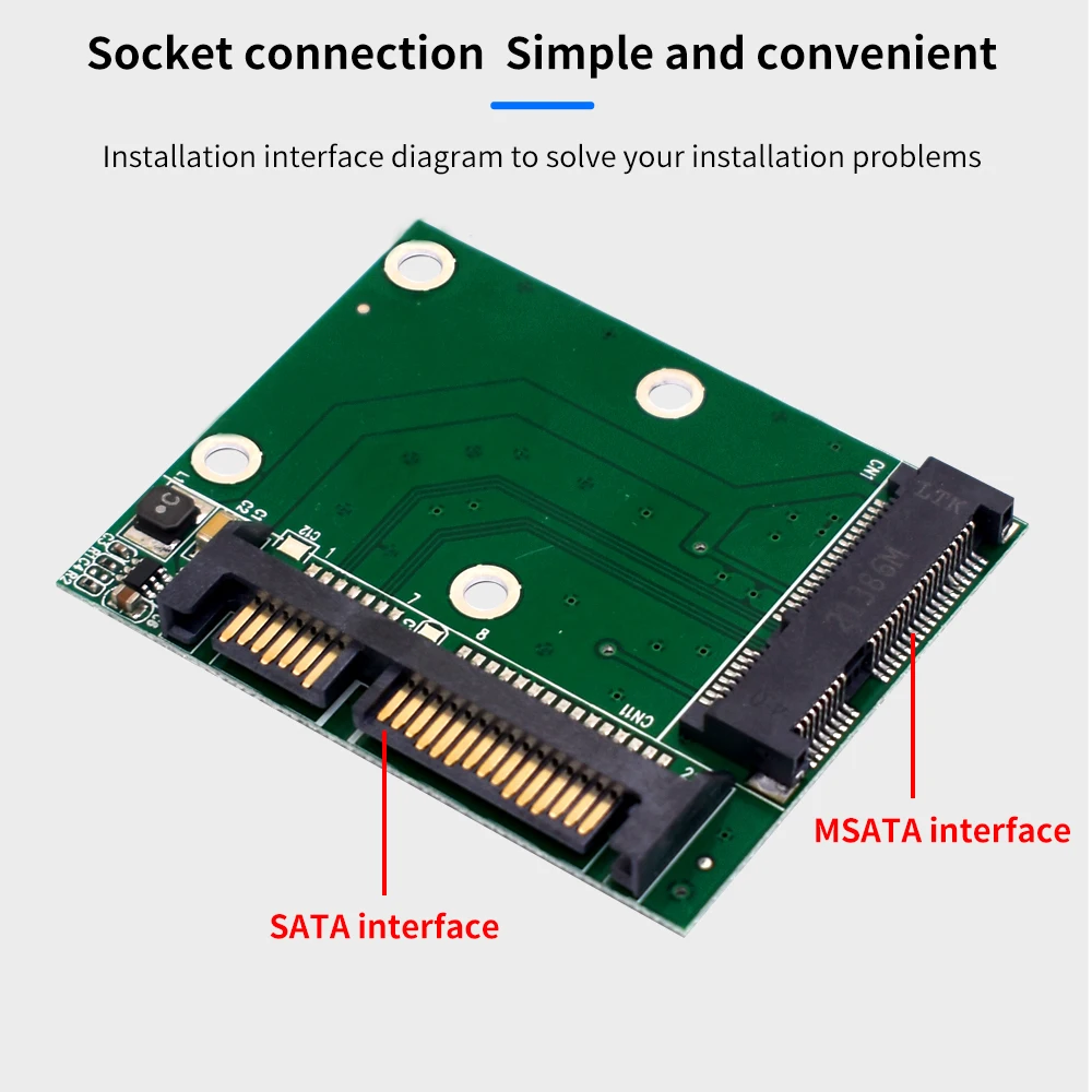 TISHRIC M.2 MSATA SSD To 2.5 SATA Adapter M2 Mini PCI SSD Converter Riser Card Module Board For PC Laptop Add On Card Up To 6Gps