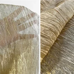 Translucent Gold Palm Print Yarn Organza Gold Wire Hanfu Long Skirt Wedding Dress Background Clothing Designer Fabric