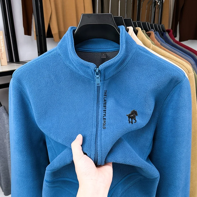 حار بيع الفاخرة جودة الرجال الوقوف طوق سستة معطف جديد وصول مريحة الحصان طباعة سترة الشتاء الأعمال الرجالية