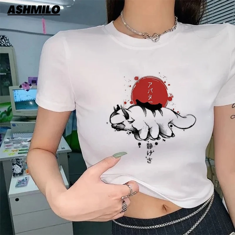 Avatar The Last Airbender Short Sleeved Shirts Women Summer T-shirt With Graphic Cartoon Print Crop Top T-shirtcasual Clothing