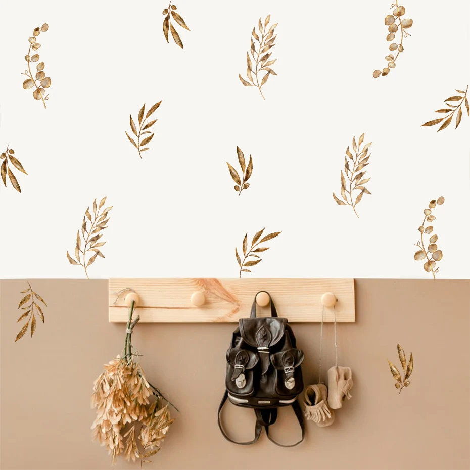 Watercolor Dry Plants Leaves Wall Stickers Nursery Removable DIY Vinyl Wall Decals Print Kids Room Interior Home Decoration