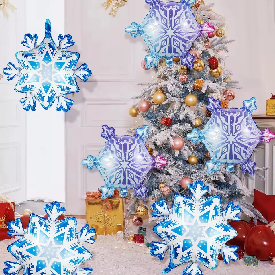 6 قطع من بالونات رقائق الألومنيوم المتدرجة على شكل ندفة الثلج، موضوع الشتاء لتزيين حفلات عيد الميلاد والثلج وعالم الثلج والعام الجديد #3