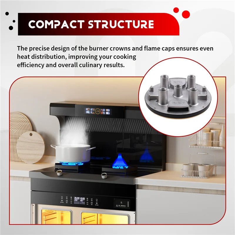 AB66-Stove Hat Replacement Set Oven Gas Hob Burner Crown, Flame Cap Lid For Gas Stove Burners