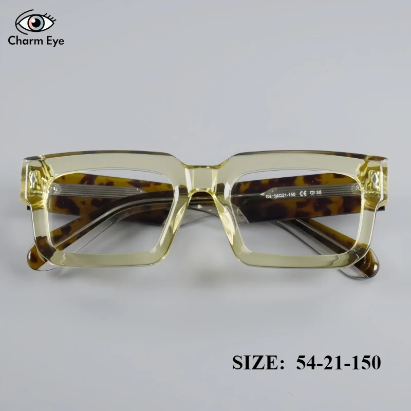 

Men Square Glasses High-quality Thick Acetate Reading Eyeglass Frames Retro Myopia Anti Blue Light Color Changing Eyewear Women